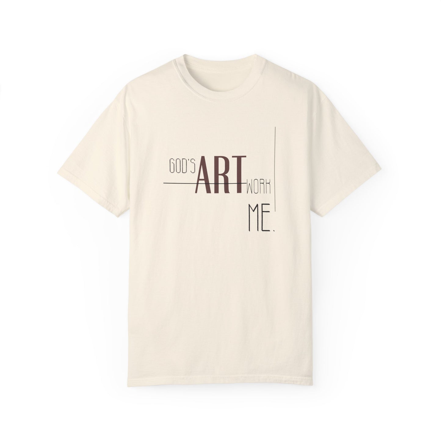 Artistic Men Garment-Dyed T-shirt with God's artwork 'Me' design