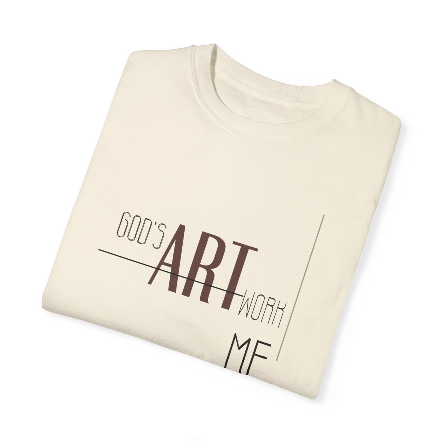 Artistic Men Garment-Dyed T-shirt with God's artwork 'Me' design
