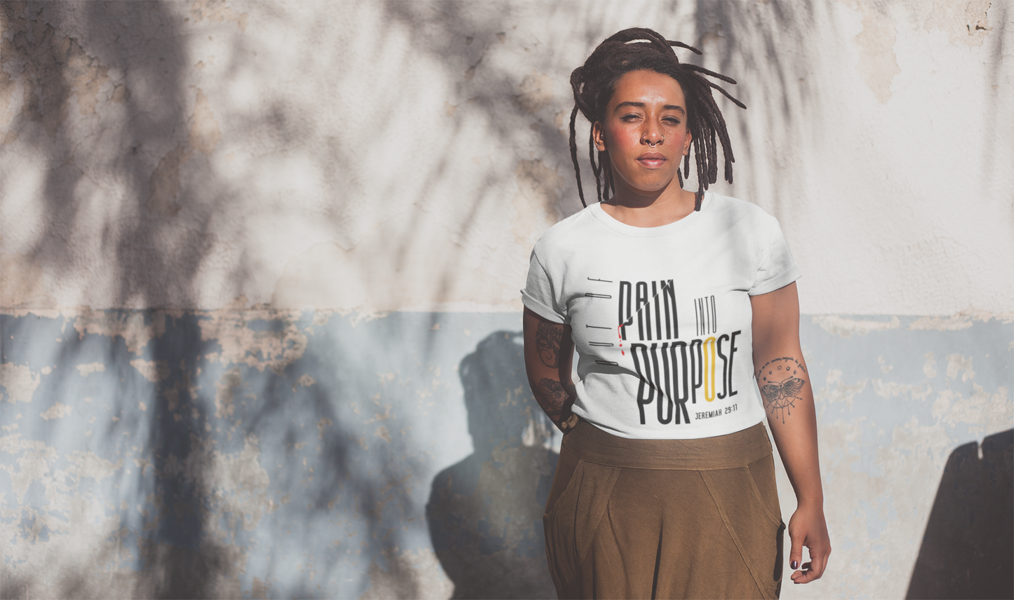 Women Softstyle T-Shirt - 'Out of Pain Into Purpose' Inspirational Tee