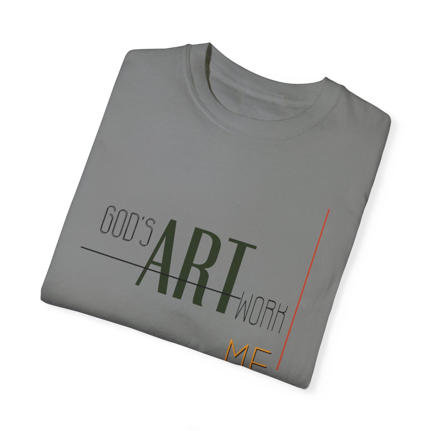 Artistic Men Garment-Dyed T-shirt with God's artwork 'Me' design