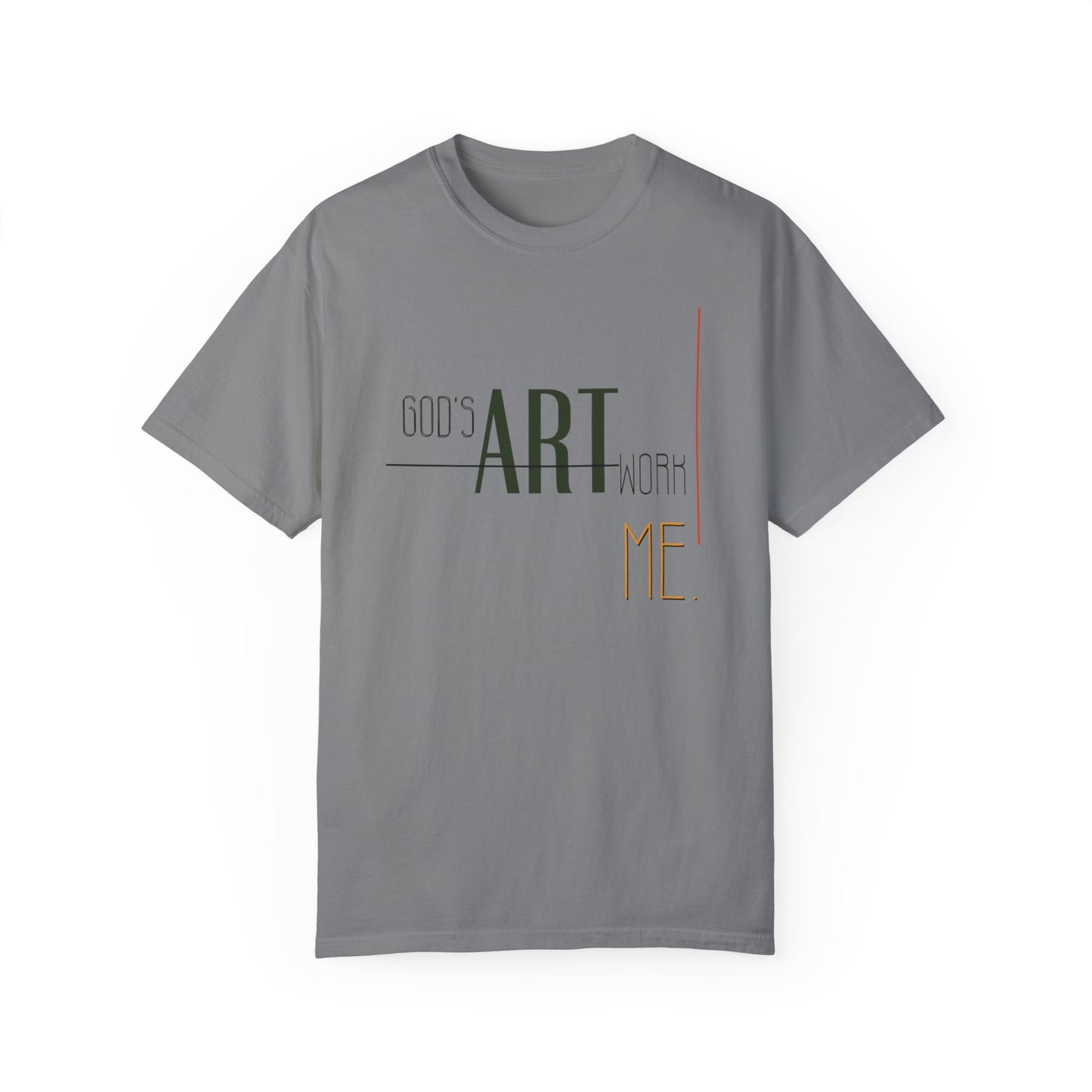 Artistic Men Garment-Dyed T-shirt with God's artwork 'Me' design