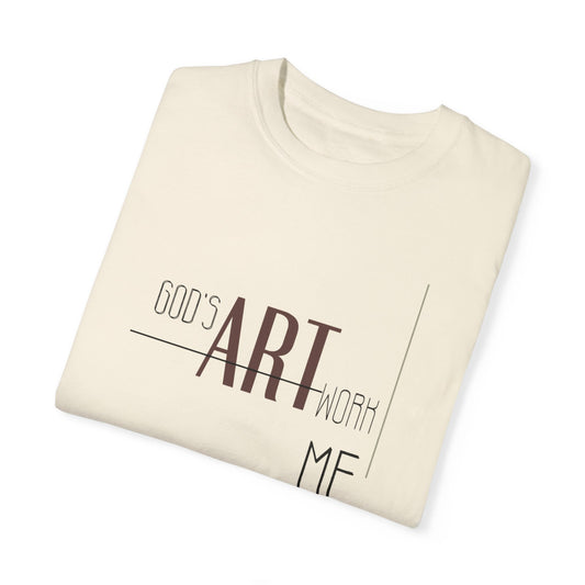 Artistic Men Garment-Dyed T-shirt with God's artwork 'Me' design