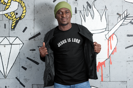 Faith-Inspired Men T-Shirt | 'Jesus is Lord' Design | Perfect for Baptism & Faith Celebrations